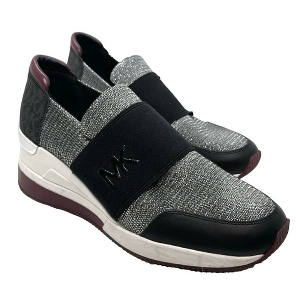 Michael Kors Women's Felix Trainer Glitter Mesh Slip-on Sneakers - Picture 1 of 8